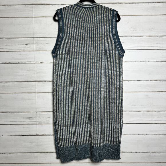Simply Noelle Knit Sweater Vest Duster Cardigan Blue Size XL - Picture 2 of 9